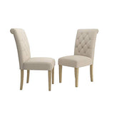 Roundhill Furniture Habit Solid Wood Tufted Parsons Dining Chair (Set of 2), Tan Roundhill Furniture