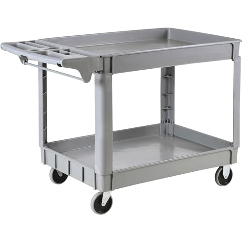 Ironton 500-Lb. Capacity 2 Tray Utility Cart, Maintenance-Free Structural Foam Construction Cargo Pushcart, Scratch Resistant, Easy to Clean Service Ironton