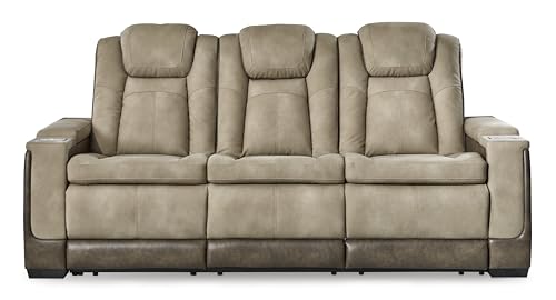 Signature Design by Ashley Next-Gen DuraPella Power Reclining Sofa with Adjustable Headrest, Sand Signature Design by Ashley
