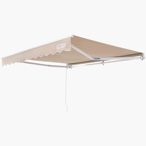 VEVOR Manual Retractable Awning, 12 x 10 ft Outdoor Patio Awning Retractable Sun Shade, Patio Door Window Water-Resistant Polyester Awning Sunshade Shelter with Crank Handle for Balcony, Backyard VEVOR