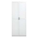 Manhtattan Comfort Hopkins Modern Freestanding Storage Closet with 7 Spacious Shelves and Soft Close Doors, Multipurpose Wardrobe Cabinet for Bedroom, 72" High, Large, White Manhattan Comfort
