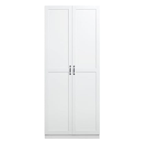 Manhtattan Comfort Hopkins Modern Freestanding Storage Closet with 7 Spacious Shelves and Soft Close Doors, Multipurpose Wardrobe Cabinet for Bedroom, 72" High, Large, White Manhattan Comfort