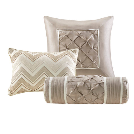 7 Piece Tufted Comforter Set Ivory Queen HouseOfZazla