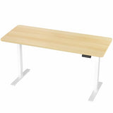 VIVO Electric 60 x 24 in Standing Desk, Memory Height Adjustment, 1B Series, Holds 220 lbs, One-Piece Light Wood Top, White Frame, DESK-KIT-1W6C VIVO