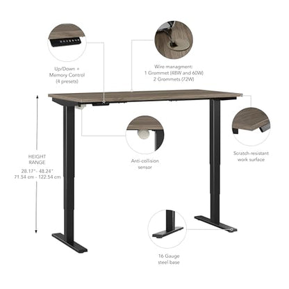 Bush Business Furniture Move 40 Electric Height Adjustable Desk with Black Base, Ergonomic Sit-Stand Computer Table for Home and Professional Office, - WoodArtSupply