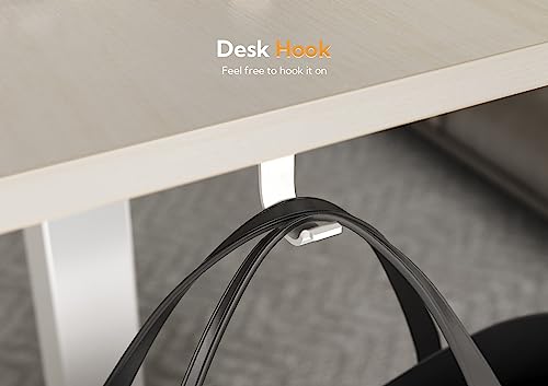 Claiks Mobile Standing Desk, Small Rolling Standing Desk with Wheels, Pneumatic Mobile Desks Workstation with Hook, Natural Claiks