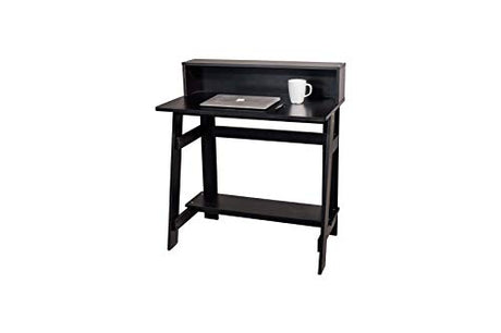 OneSpace Lennox Hutch Computer Desk, Small Desk for Home Office, Compact Writing Desk, Black OneSpace