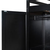 Gaming Loft Bed with Desk & Storage Shelves & Wardrobe & RGB Lighting,Full Size Wood Loft Bed Frame with Guardrail,DIY Pegboard,Curtains and Ladder,Esports Design for PC & Console Gamers,Black Red Harper & Bright Designs