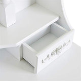 European - Style 4 - Drawer Single - Mirror Dressing Table Set in White - 360 - Degree Rotating & Removable Mirror Generic