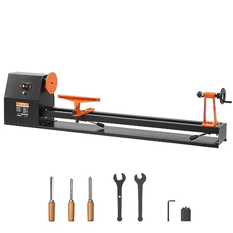 VEVOR Benchtop Wood Lathe, 14 in x 40 in, 0.5 HP 370W Power Wood Turning Lathe Machine, 4 Speed Adjustable 885/1245/1715/2425 RPM with Chisels Faceplate Plastic Handle Hex Wrench, for Woodworking VEVOR