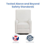 Delta Children Nest Nursery Swivel Recliner - Fabric is GREENGUARD Gold Certified and Oeko-TEX Standard 100 - Upholstered in a Unique Chenille Yarn for Blanket Like Softness, Oyster