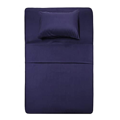 Best Season Bed Sheet Set - 1 Flat Sheet,1 Fitted Sheet and 1 Pillow Cases, Extra Soft Luxury Bedding Set,Deep Pockets,Wrinkle,Fade Resistant - Hypoallergenic- 3 Piece (Twin, Blue) Best Season