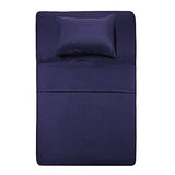 Best Season Bed Sheet Set - 1 Flat Sheet,1 Fitted Sheet and 1 Pillow Cases, Extra Soft Luxury Bedding Set,Deep Pockets,Wrinkle,Fade Resistant - Hypoallergenic- 3 Piece (Twin, Blue) Best Season