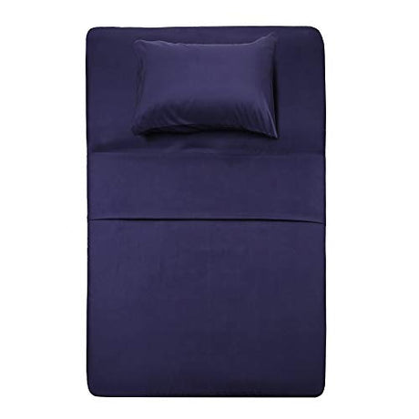 Best Season Bed Sheet Set - 1 Flat Sheet,1 Fitted Sheet and 1 Pillow Cases, Extra Soft Luxury Bedding Set,Deep Pockets,Wrinkle,Fade Resistant - Hypoallergenic- 3 Piece (Twin, Blue) Best Season