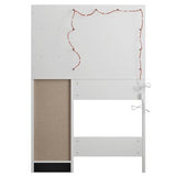 LIVELYGLOW Vanity Desk with Mirror and Lights, Makeup Vanity with Drawer & Storage Shelves, Cabinet, 3 Lighting Modes Adjustable Brightness, Bedroom Dressing Table, White LIVELYGLOW