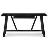 SIMPLIHOME Dylan SOLID WOOD Modern Industrial 60 inch Wide Home Office Desk, Writing Table, Workstation, Study Table Furniture in Black SIMPLIHOME