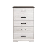 Prepac Rustic Ridge Farmhouse Dresser, Washed White Dresser for Bedroom, Chest of Drawers with 5 Drawers 18.5" D x 27.5" W x 43.5" H, ABDR-1605-1 Prepac
