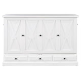 Hlcodca Murphy Cube Cabinet Bed with USB Charging Station, Solid Pine Murphy Bed Cabinet with Large Drawer, Queen Size Bed Frame for Guest Room, Home, Office (White-k) Hlcodca