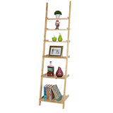 Bloddream Ellwood 6-Tier Natural Pine Wood Leaning Shelf - Stylish Storage & Display Solution Bloddream