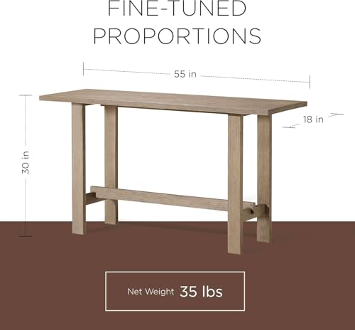 Maven Lane Hera Rustic Rectangular Accent Console Table for Small Spaces and Front Door Entrance Hallway in Weathered Grey Finish Maven Lane