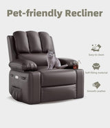 Oversized Recliner Chairs with Massage and Heat, Leather Recliner Chair for Adults, Manual Chair with Cup Holder for Living Room, Bedroom and Nursery (Coffee) GarveeHome