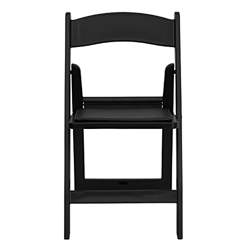 Flash Furniture Hercules Series Folding Chair - Black Resin - 4 Pack 800LB Weight Capacity Comfortable Event Chair - Light Weight Folding Chair, 4-LE-L-1-BLACK-GG - WoodArtSupply