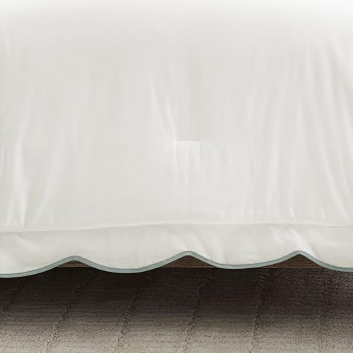 Lush Decor Coastal Chic Scalloped Edge Comforter Set, 3 Piece Set Full/Queen, Blue & White - Queen Bedding Set - White Comforter - Coastal Decor Lush Decor