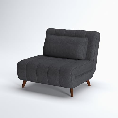 Artdeco Home 40" W Convertible Futon Chair with Matching Pillow(s) for Small Space Living Room and Apartment (03 Charcoal) A Artdeco Home