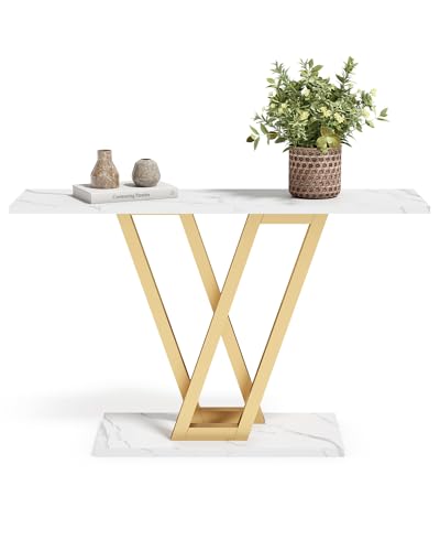 LITTLE TREE Console Table Hallway Table for Entryway 43 Inch Sofa Table Entryway Tables for Living Room, White & Gold LITTLE TREE