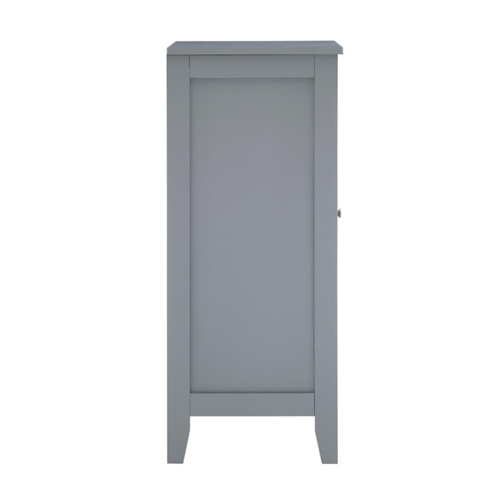 Linon Betty Small Wood Cabinet with a Glass Paneled Door and 3 Shelves in Gray Linon