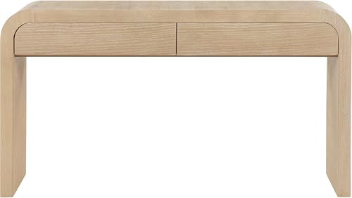 Meridian Furniture 272-S Cresthill Collection Mid-Century Modern Console Table with Oak Wood, Natural White Oak Finish, Curved Art Deco Design, 54" W x 14" D x 30" H, White Meridian Furniture