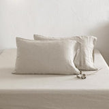 ATLINIA 100% Pure Flax Linen Bedding Set - Stone Washed French Linen Fabric Deep Pocket Fitted Sheet Farmhouse Flat Sheet 2 Pillowcases (Natural, King) ATLINIA