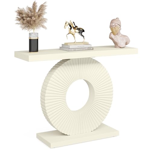 Tribesigns Modern Console Table with Geometric Base, 40 inch Wood Entryway Table Sofa Table Narrow Long, Contemporary Accent Table for Living Room, Entryway, Hallway Tribesigns