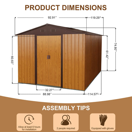 Outdoor Metal Storage Shed With Floor Base HouseOfZazla