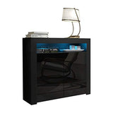 Milano 42" Modern Sideboard with High Gloss Doors and 16-Colour LED Lights in Walnut/Black MEBLE FURNITURE & RUGS