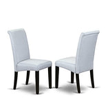 East West Furniture Lassale 11 Piece Set Includes a Rectangle Dining Room Table with Butterfly Leaf and 10 Grey Linen Fabric Upholstered Chairs, 42x92 Inch, Distressed Jacobean East West Furniture