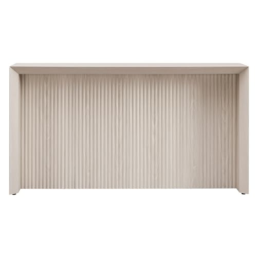 Henn&Hart 56" Fluted Wooden Rectangular Console Table Ribbed Entryway Table, Sofa Table for Entryway, Living Room, Couch, Hallway, or Office, Beech White Henn&Hart