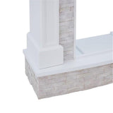 Bowery Hill Faux Stone Electric Fireplace TV Stand in White Finish BOWERY HILL