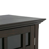 SIMPLIHOME Bedford SOLID WOOD 39 inch Wide Rustic Medium Storage Cabinet in Dark Tobacco Brown, with 2 Tempered Glass Doors, 4 Adjustable Shelves SIMPLIHOME