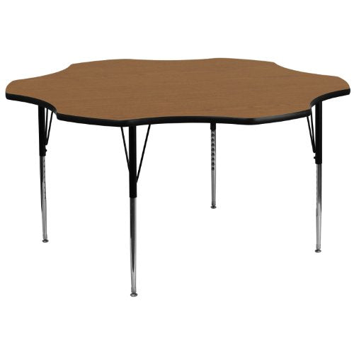 Flash Furniture Wren 60'' Flower Oak Thermal Laminate Activity Table - Standard Height Adjustable Legs Flash Furniture