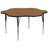 Flash Furniture Wren 60'' Flower Oak Thermal Laminate Activity Table - Standard Height Adjustable Legs Flash Furniture