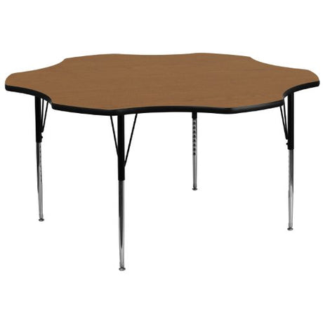 Flash Furniture Wren 60'' Flower Oak Thermal Laminate Activity Table - Standard Height Adjustable Legs Flash Furniture