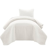 Lush Decor Ava Quilt Diamond Pattern Solid 2 Piece Oversized Bedding Blanket Bedspread Set - Twin-XL - White Lush Decor