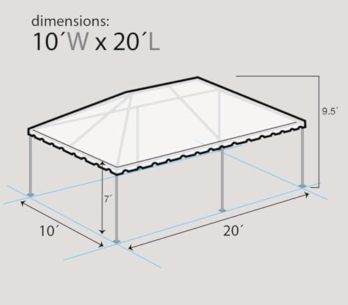 Party Tents Direct 10'x20' Weekender West Coast Tent Frame Party Tent (White) PVC Top with Storage Bag - Tents for Parties, Weddings, Birthdays, Banquets, Fiestas, Workshop, Outdoor Event Party Tents Direct