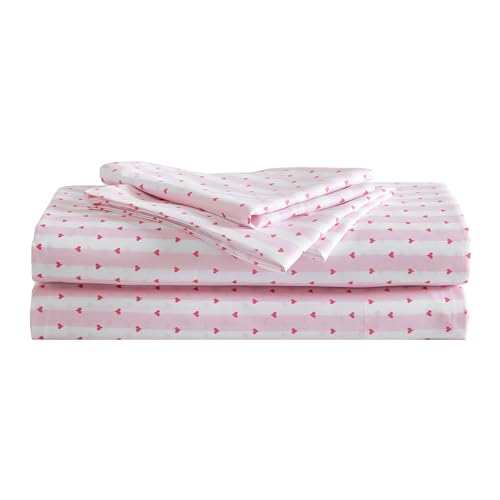 Betsey Johnson - King Size Sheet Set, Ultra-Soft Bedding with Smooth & Silky Feel, Deep Pockets, Bed Sheets with Matching Fitted Sheet & Pillowcases (Wonderland Stripe Pink) Betsey Johnson
