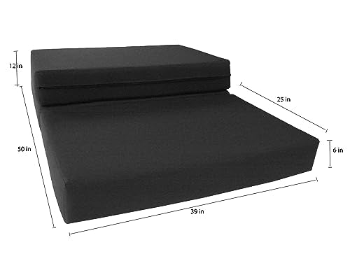D&D Futon Furniture Black Twin Size Shikibuton Trifold Foam Beds 6 x 39 x 75, 1.8 lbs high Density Resilient White Foam, Floor Foam Folding Mats. D&D Futon Furniture