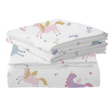 MUSOLEI Unicorn Fitted Sheet Set Full Unicorn Bedding Girls Rainbow Star Sheet Pink Flower Bedding Set Unicorns Girl Bed Sheets 1 Fitted Sheet with 2 Pillowcases Multi-Colour Full MUSOLEI