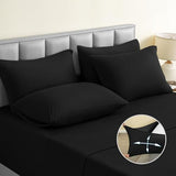 BYSURE Jersey Knit King Size Sheets Set 6 Pieces, Stretch Super Soft and Wrinkle-Free Bed Sheets, Spandex Blend with 18-inch Deep Pocket, Black BYSURE