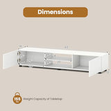 Tangkula Modern TV Stand for up to 70” TVs, 63”L Minimalist Entertainment Center w/ 2 Doors & Open Shelves, Media Console Table Storage Cabinet with 6 Support Feet for Living Room (White, 63”L) Tangkula