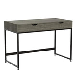 Bestier Rectangular Two Drawer Writing Computer Desk, Modern Engineered Wood Design, Stainless Steel Leg Frames, Modern Industrial Design, Gray Bestier